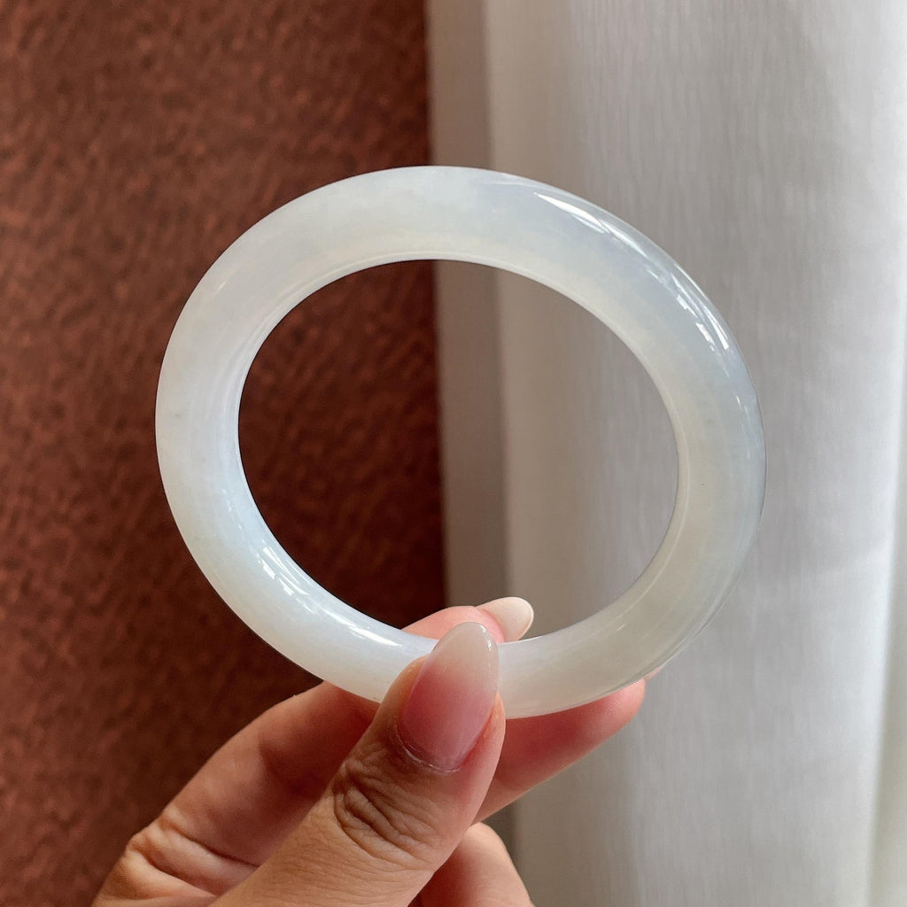 糯冰雪花棉白月光圆条手镯 53圈（yc732871）