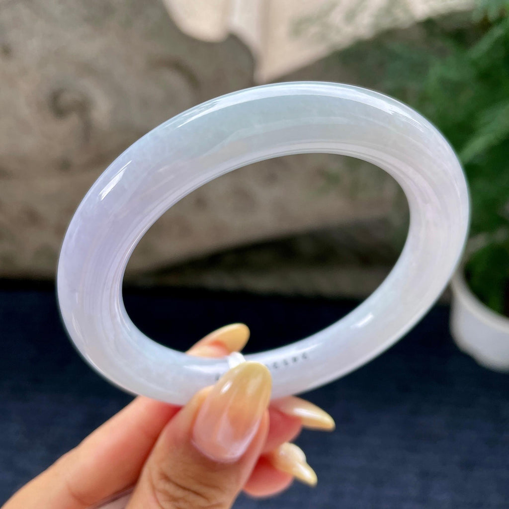 细糯种紫罗兰圆条手镯56.7圈 天然缅甸A货翡翠（yc461764）