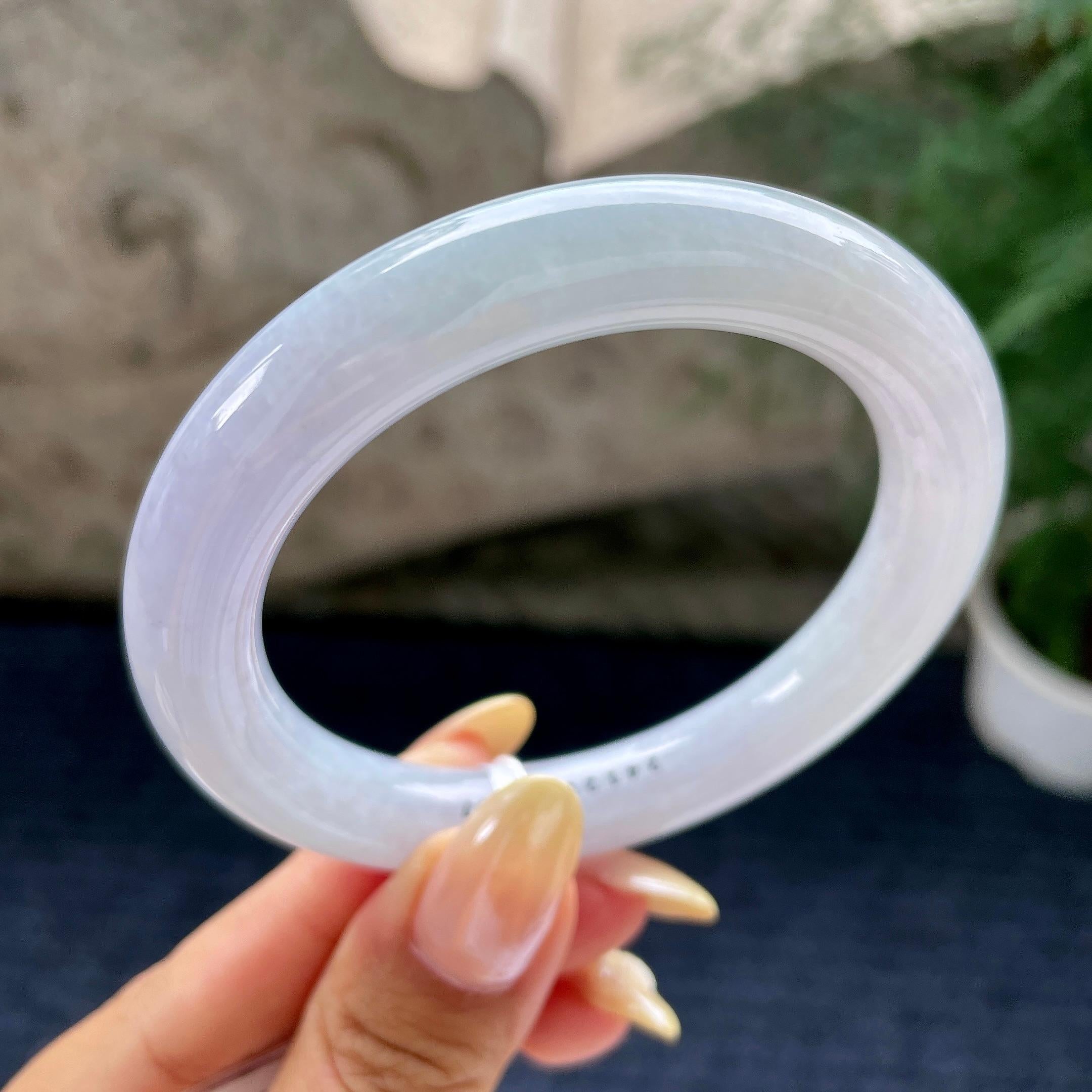 细糯种紫罗兰圆条手镯56.7圈 天然缅甸A货翡翠（yc461764）