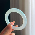 冰种淡底色圆条翡翠手镯（53mm）（yc376741）