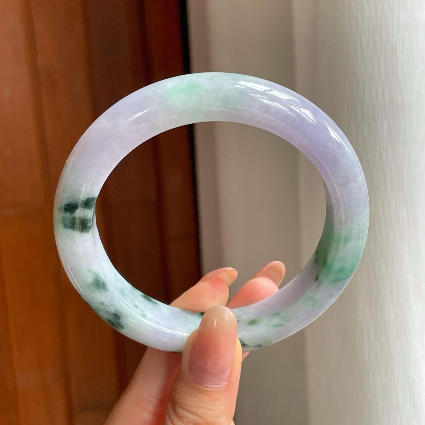 糯冰飘花翡翠平安镯（61mm)（yc370291）