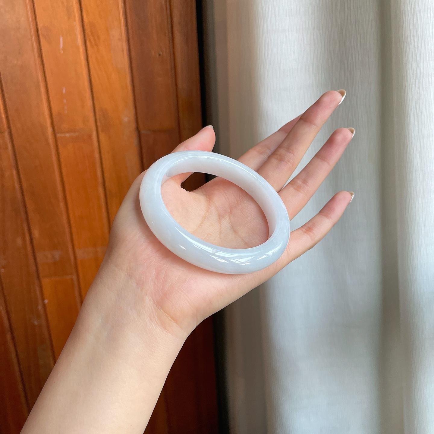 糯冰白月光翡翠平安镯（59.2mm)（yc373303）