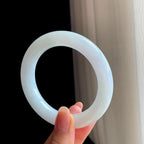 糯冰淡底色翡翠圆条手镯（56mm）（yc346535）