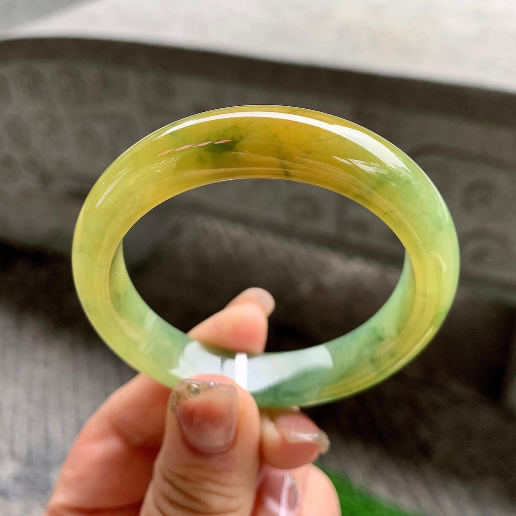 细糯种黄翡飘花平安镯（50.8mm）（yc288709）
