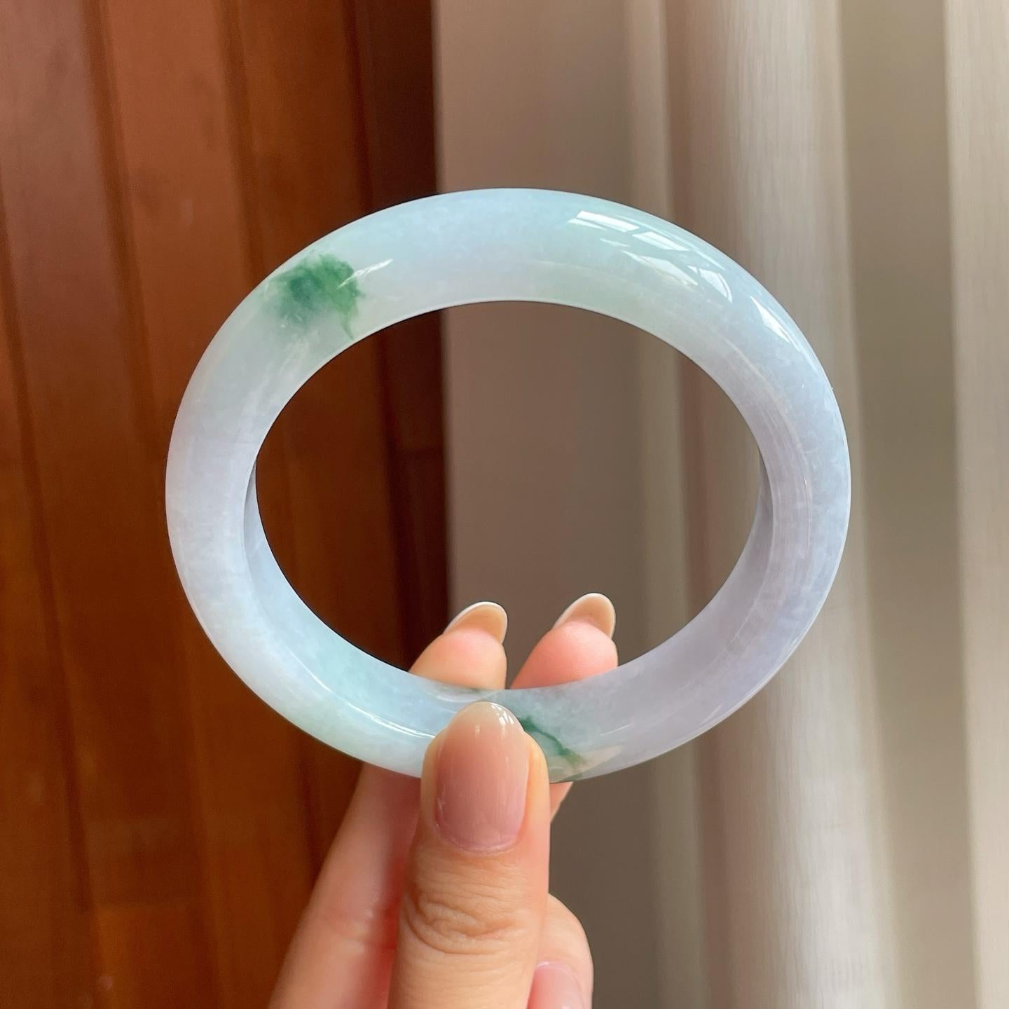 糯冰飘花翡翠平安镯（61mm)（yc373302）