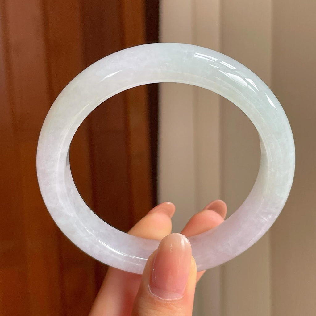 冰种淡紫罗兰翡翠平安镯（57.8mm）（yc342963）