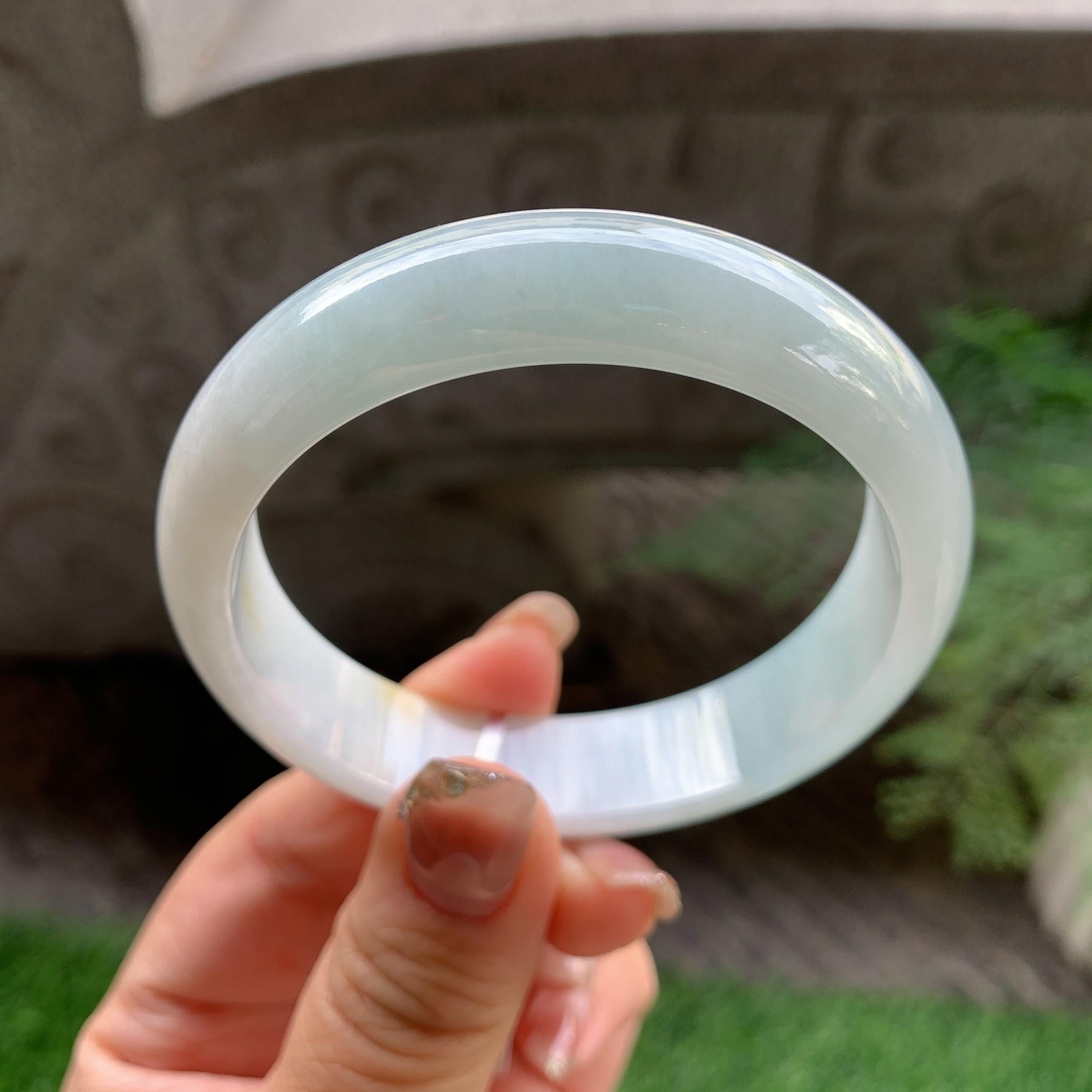 细糯种淡晴底飘黄翡平安镯（56.6mm）（yc293333）