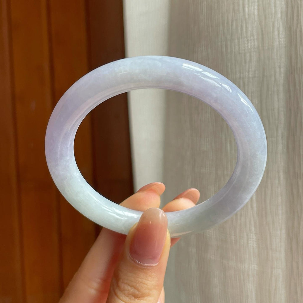 糯冰春带彩翡翠圆条手镯（54mm)（yc345456）