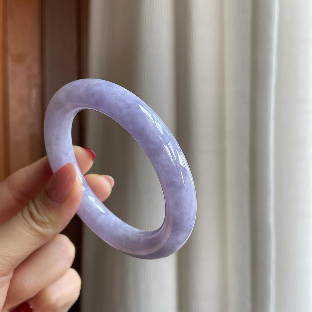 糯冰紫罗兰翡翠圆条手镯（54.6mm）（yc302434）