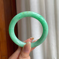 糯冰满绿翡翠圆条手镯56圈（yc426588）