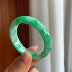 糯冰满圈翠色翡翠平安镯（54mm）（yc400162）