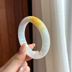细糯种黄翡正圈平安镯 55圈 天然缅甸A货翡翠（yc453847）
