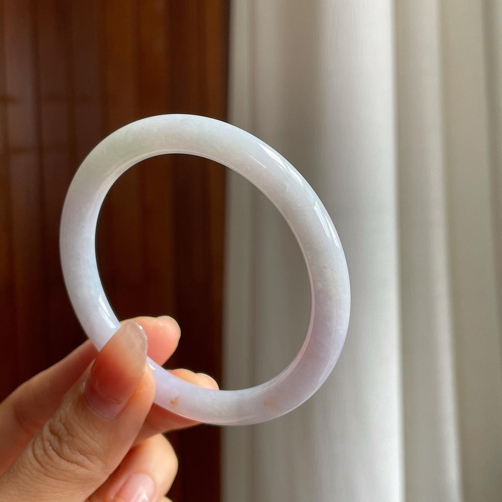 糯冰淡春翡翠圆条手镯（55mm）（yc333143）