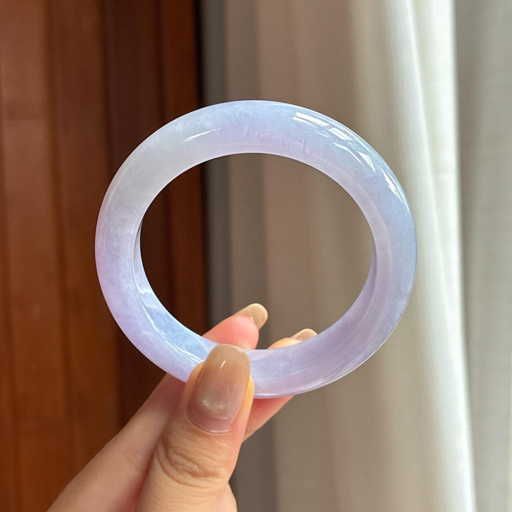 细糯种紫罗兰正圈平安镯 53圈 天然缅甸A货翡翠（yc452695）