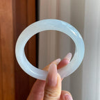 糯冰白月光翡翠平安镯（55.5mm）（yc277404）
