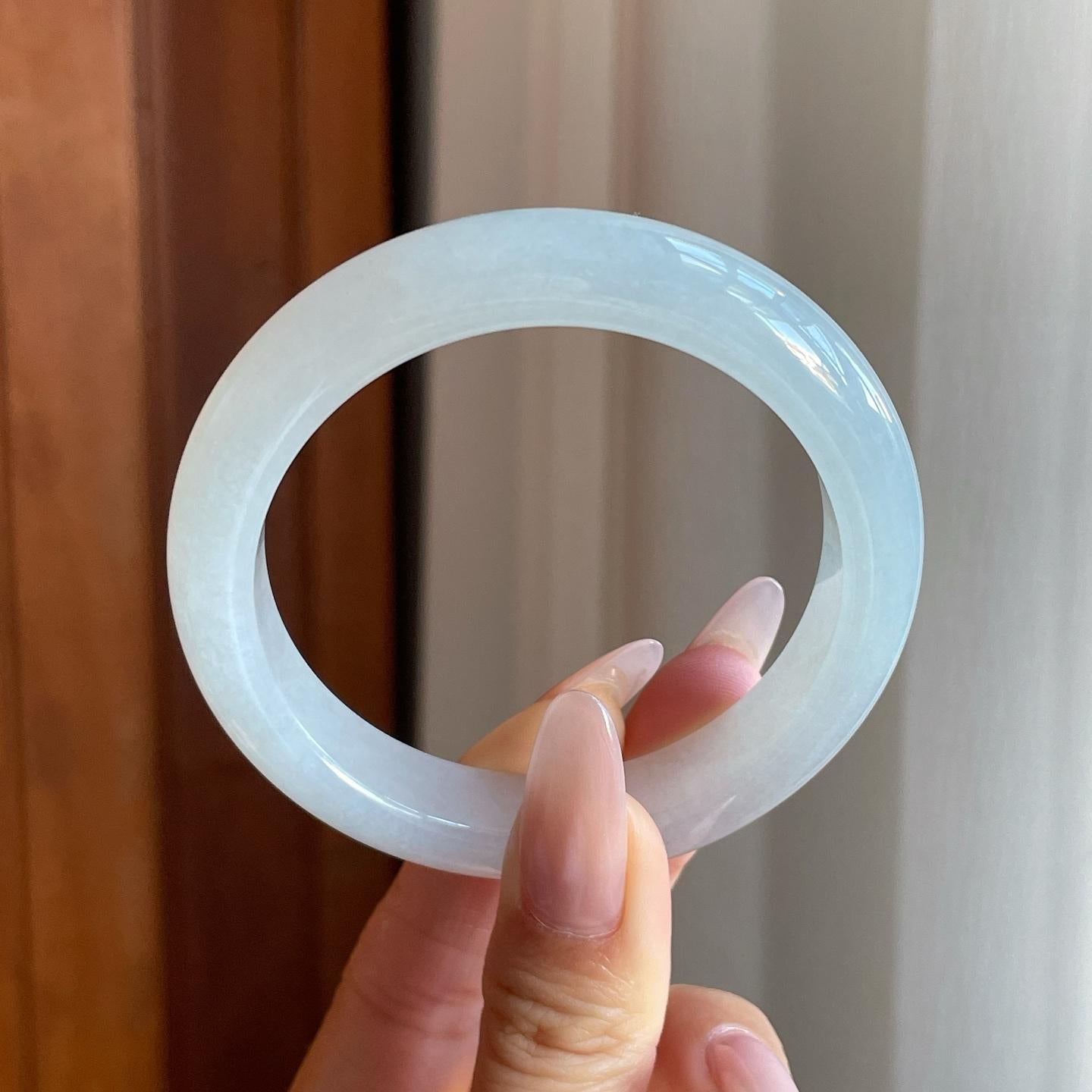 糯冰白月光翡翠平安镯（55.5mm）（yc277404）