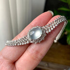 18K金钻镶冰种无色蛋面手链（yc224989）