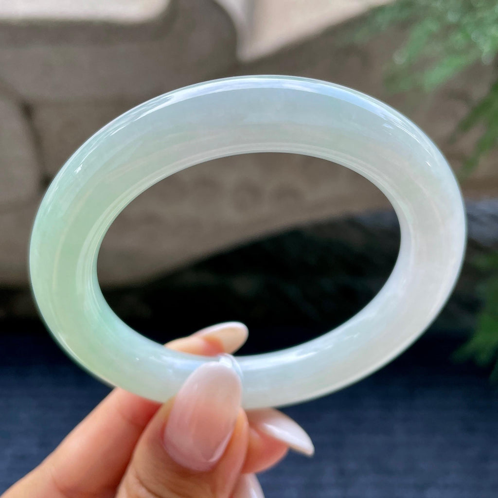 小圈口    细糯种晴底圆条手镯    53.8圈     天然缅甸A货翡翠（yc416462）
