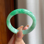 糯冰带色翡翠平安镯（57.7mm)（yc414469）