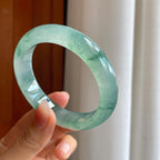 冰种飘花翡翠平安镯（57.4mm)（yc313033）