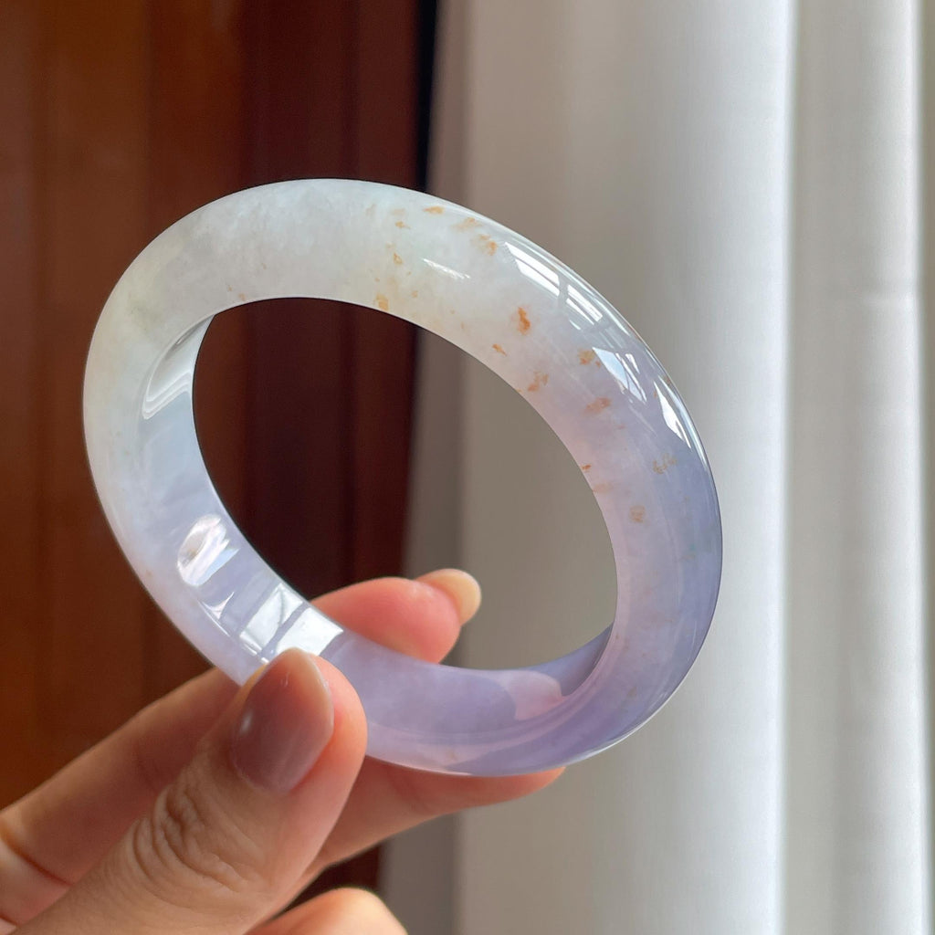 冰种紫罗兰特色撒金翡翠平安镯（56.5mm）（yc400761）