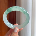 冰种飘花翡翠平安镯（57.8mm）（yc249151）