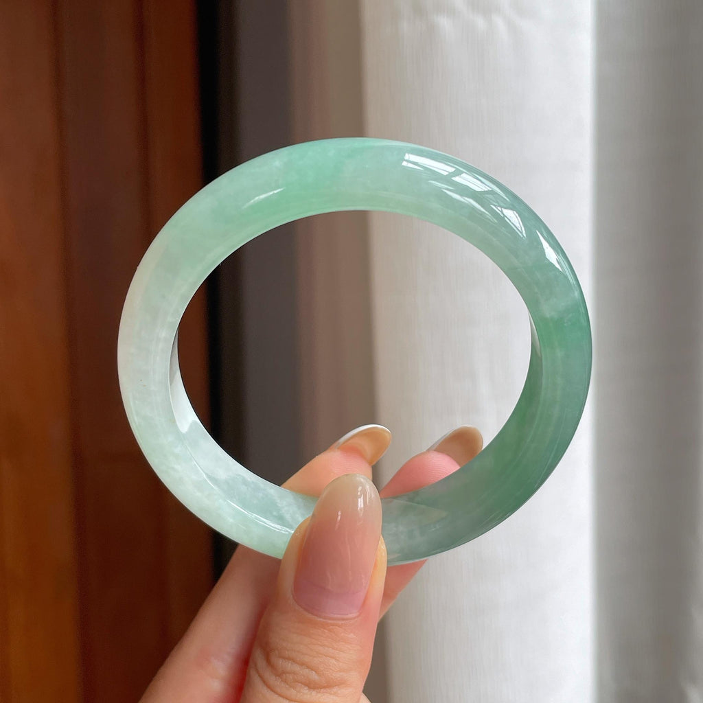 糯冰带色翡翠平安镯（54.6mm)（yc407464）
