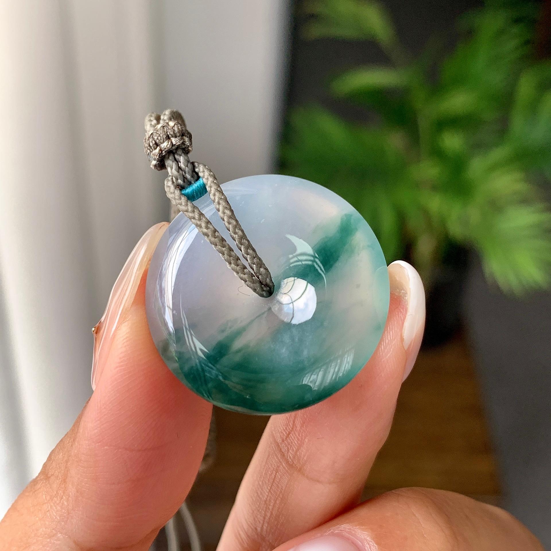 糯冰种飘花平安扣吊坠（yc245075）