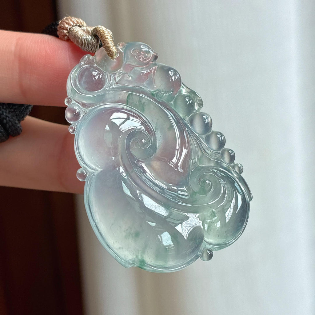 冰玻种飘花翡翠如意（yc422951）