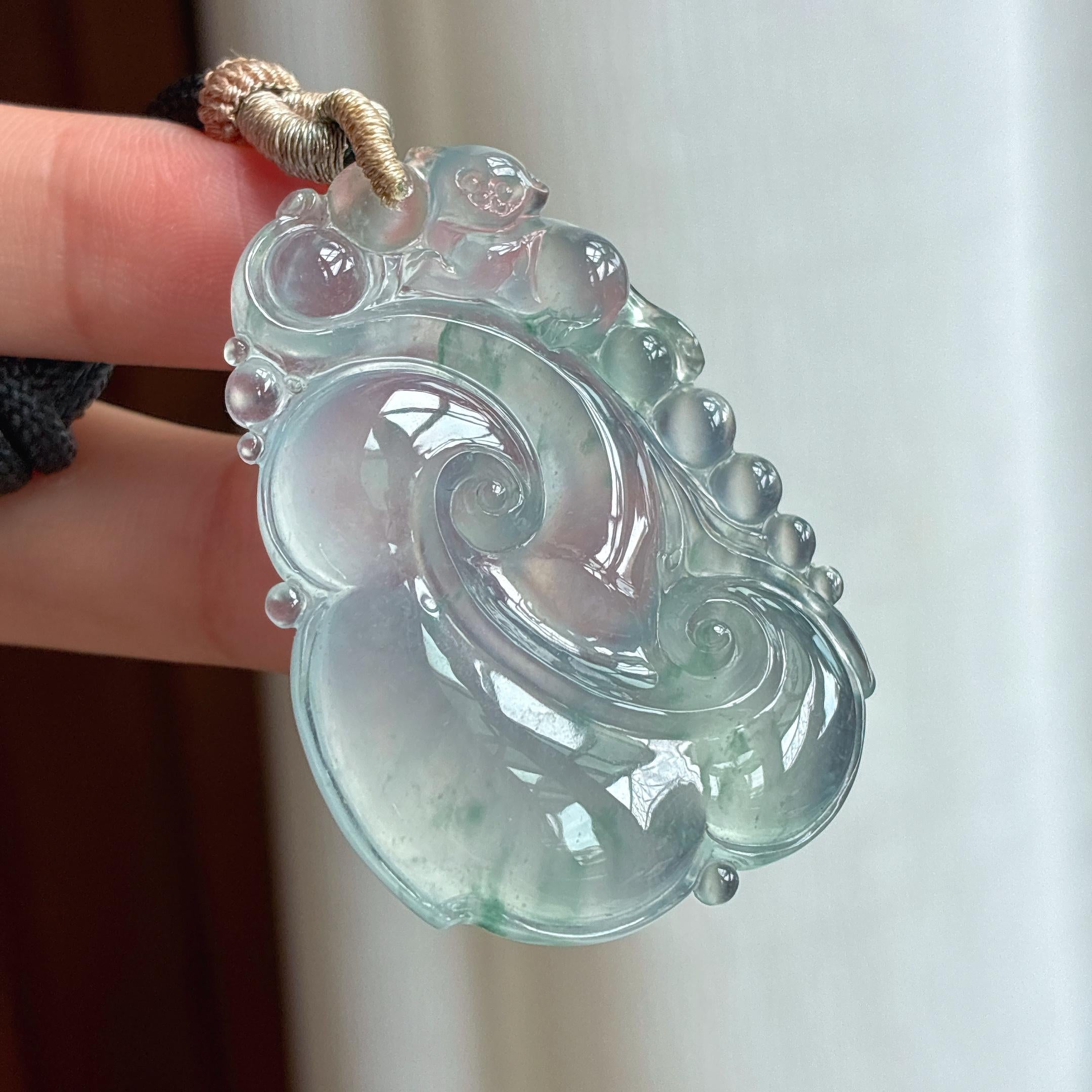 冰玻种飘花翡翠如意（yc422951）