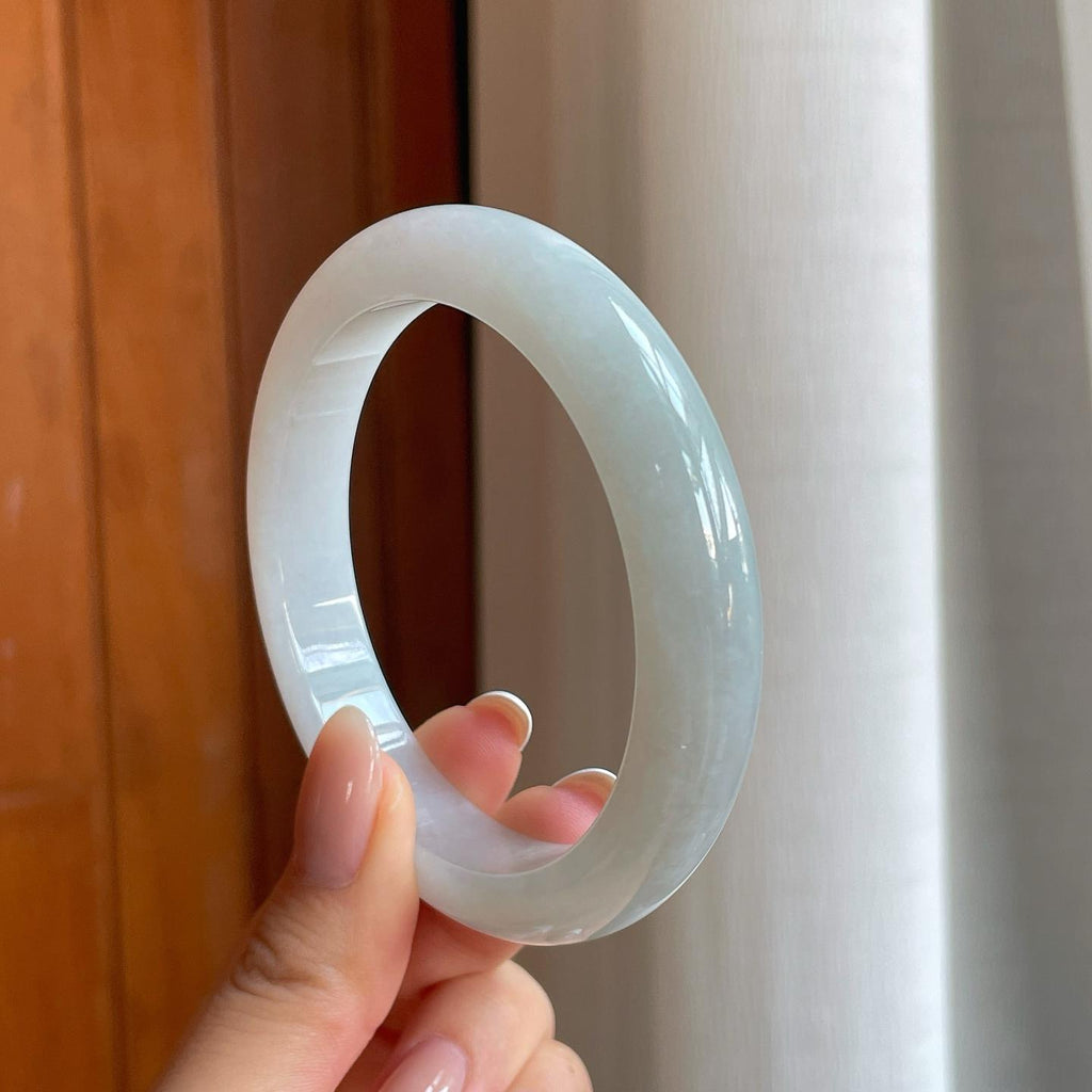 糯冰白月光翡翠平安镯（59mm)（yc373304）