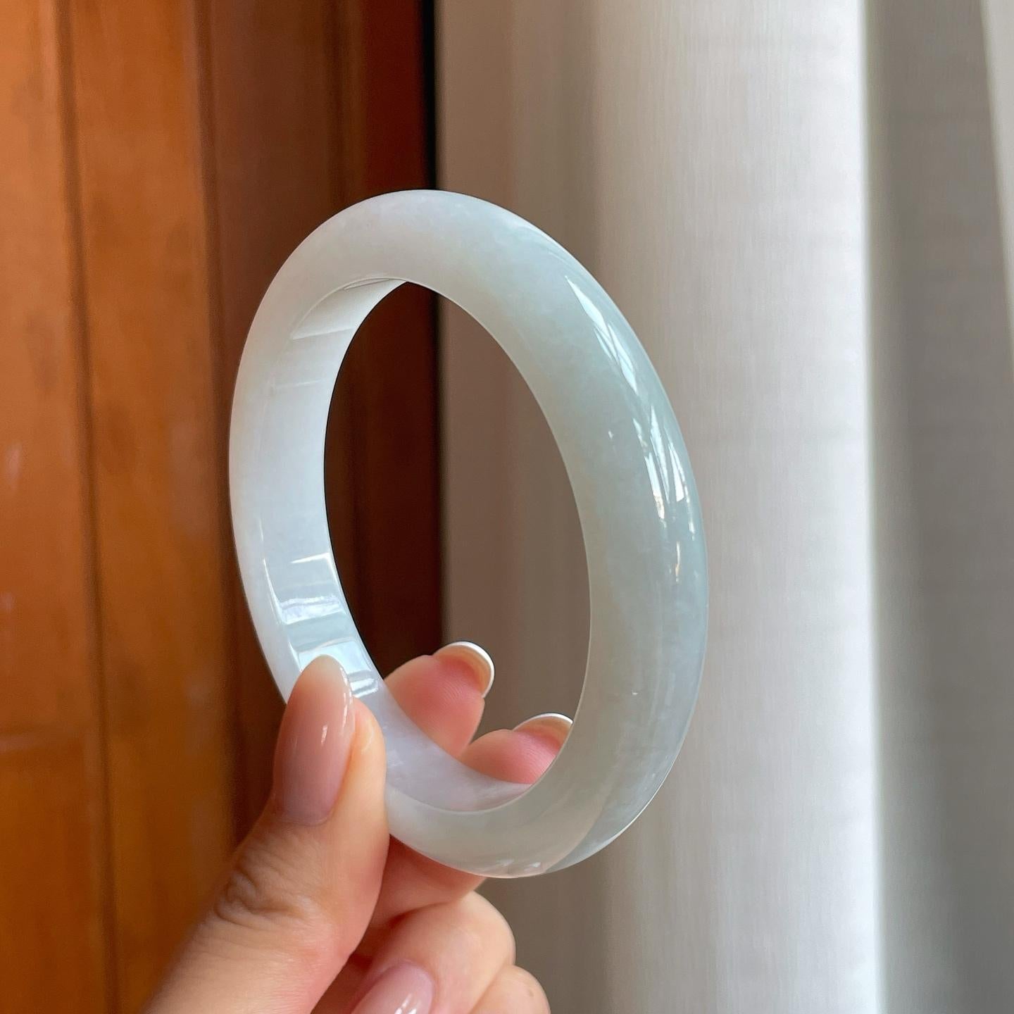 糯冰白月光翡翠平安镯（59mm)（yc373304）