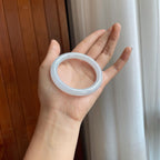 糯冰白月光圆条翡翠手镯（53.5mm）（yc279298）