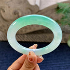 糯冰种翠绿圆条手镯（56.3mm）（yc243459）