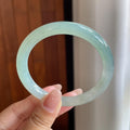 糯冰晴底圆条手镯 53圈 天然缅甸A货翡翠（yc698778）