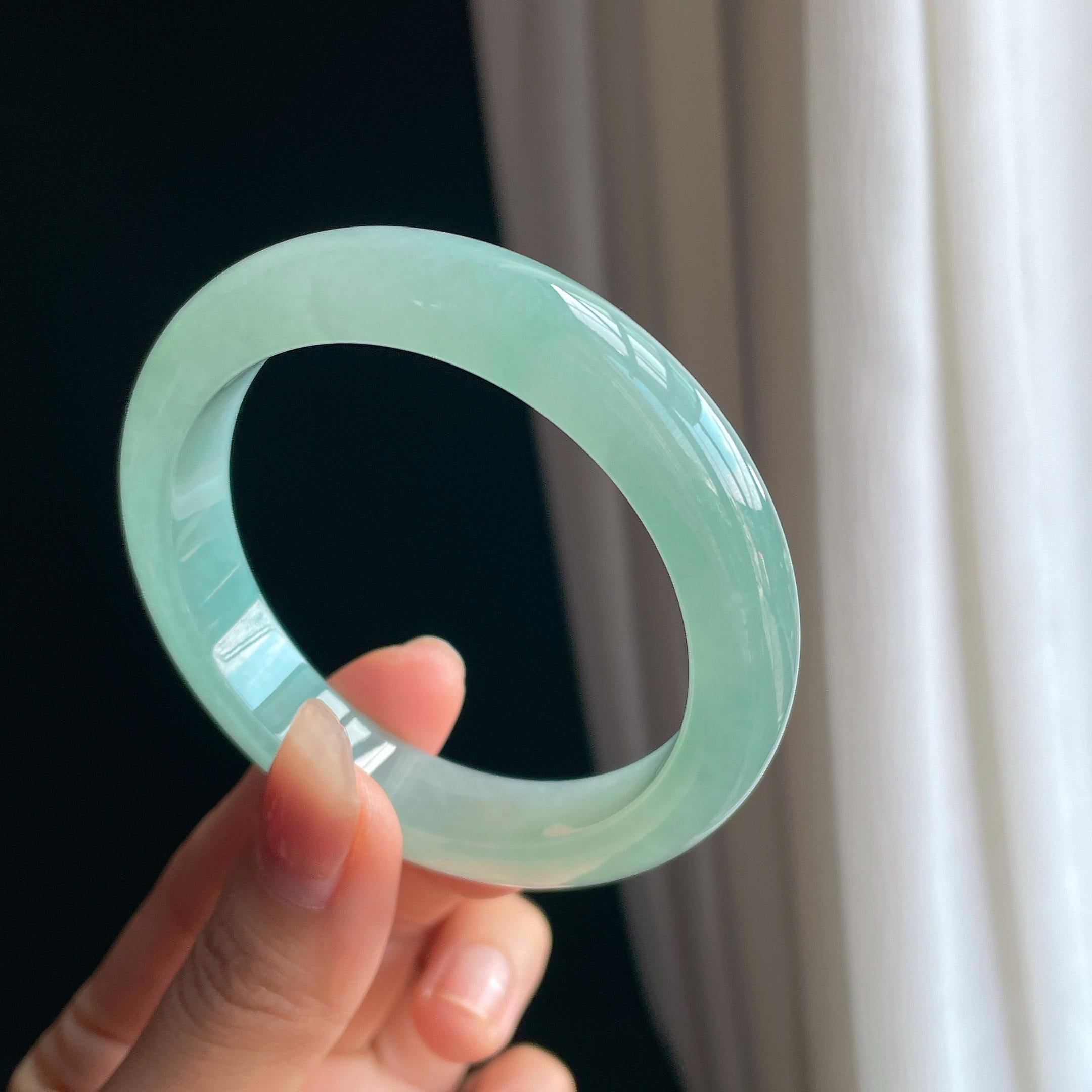 冰种晴底翡翠平安镯（56mm）（yc343939）