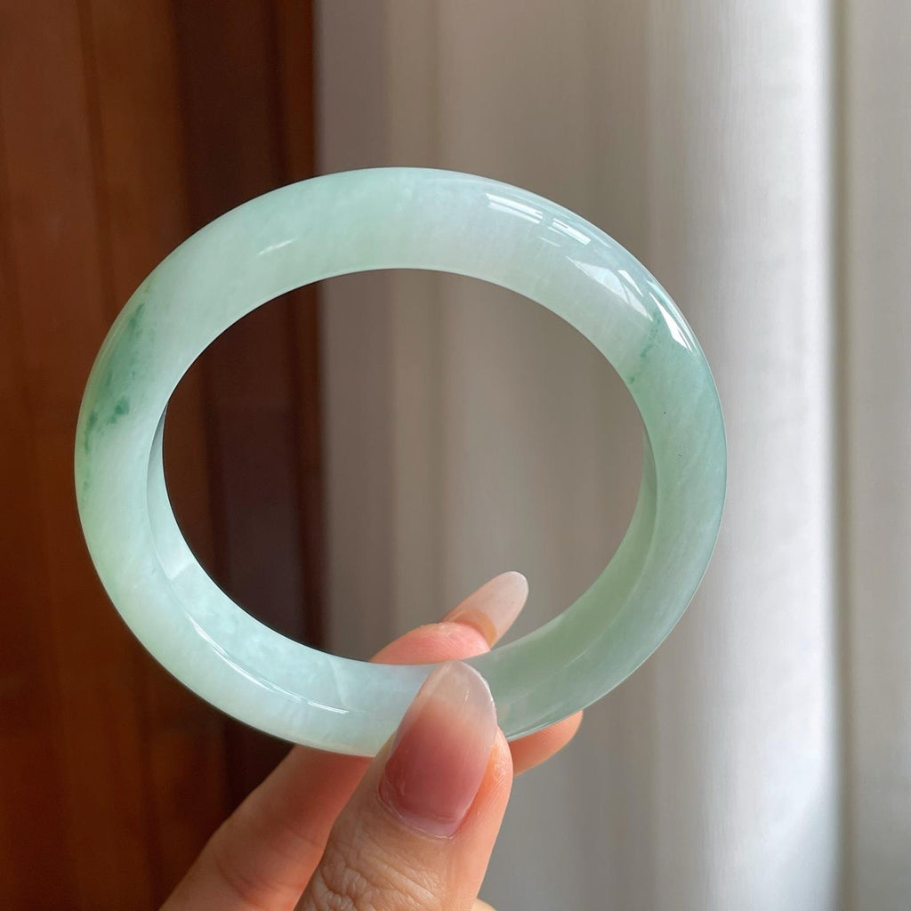 糯冰飘花翡翠平安镯（59mm）（yc310620）
