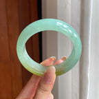糯冰晴底飘黄宽版翡翠平安镯（59.2mm)（yc419481）