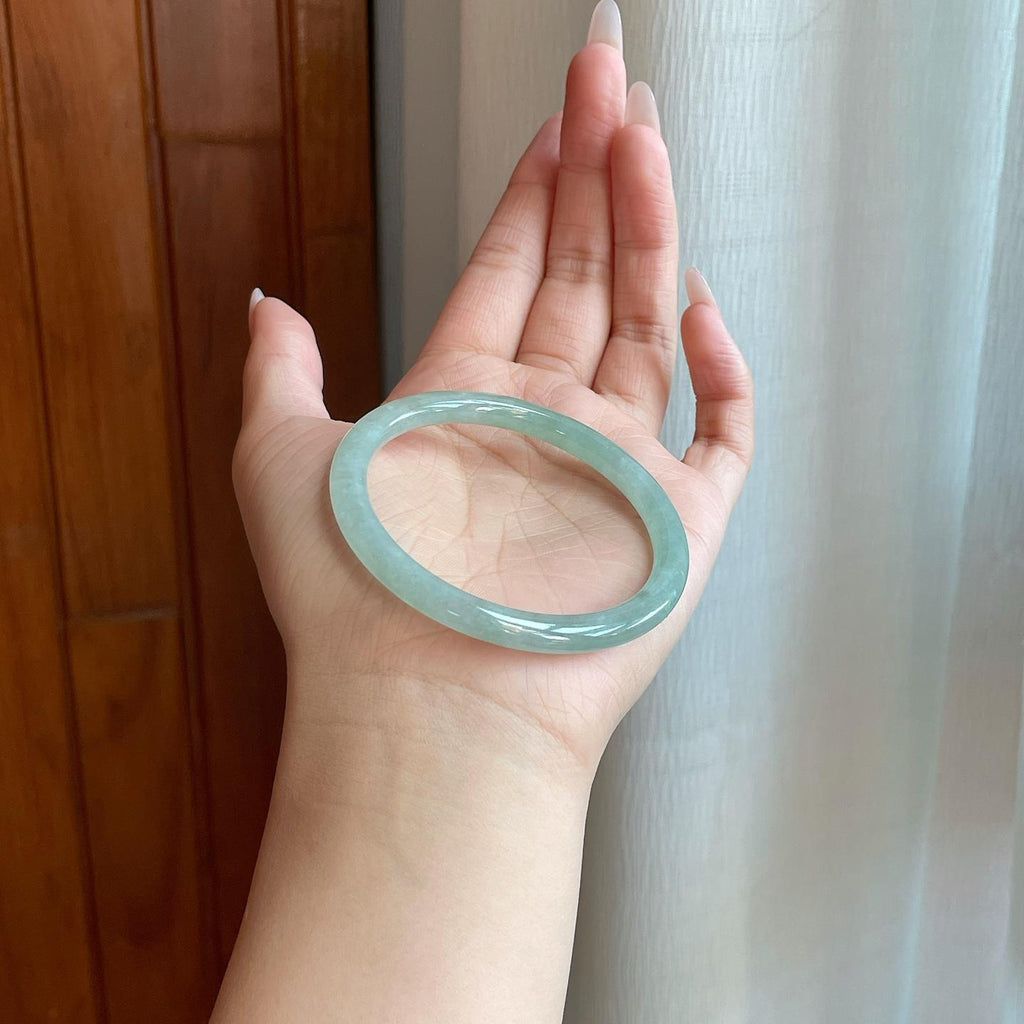 糯冰晴底翡翠叮当镯（54mm）（yc270316）