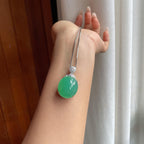 18k金钻镶糯冰晴底翡翠蛋面吊坠（yc261419）