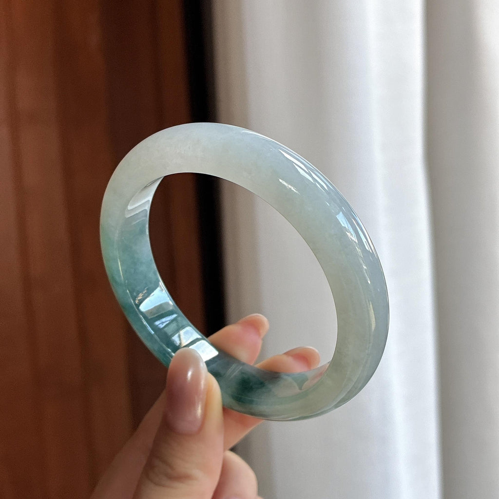 糯冰飘花正圈平安镯 57圈 天然缅甸A货翡翠（yc698869）