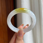 糯冰黄翡翡翠平安镯（55mm)（yc416999）