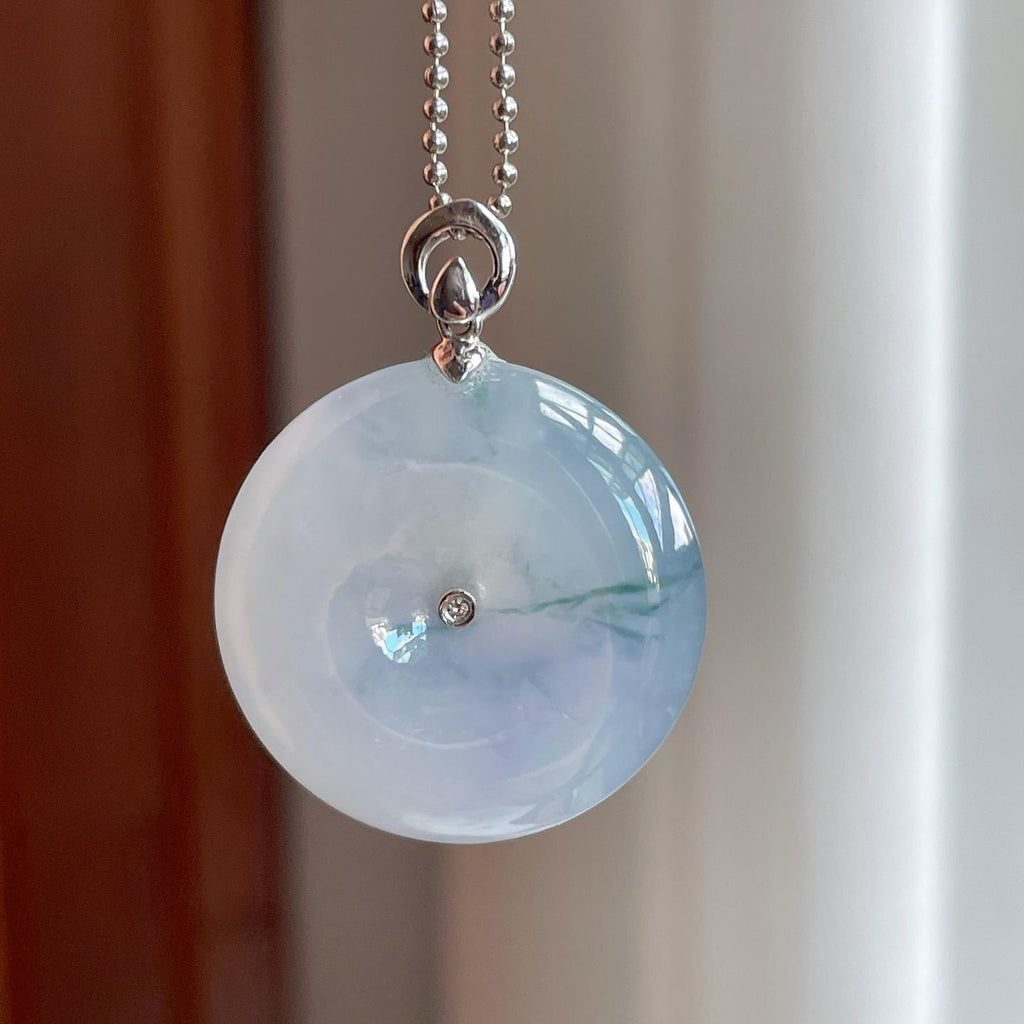 18k金扣糯冰飘花翡翠平安扣（yc255811）