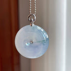 18k金扣糯冰飘花翡翠平安扣（yc255811）