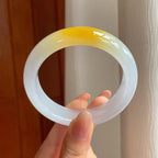 冰种黄翡翡翠平安镯（54.5mm)（yc354259）