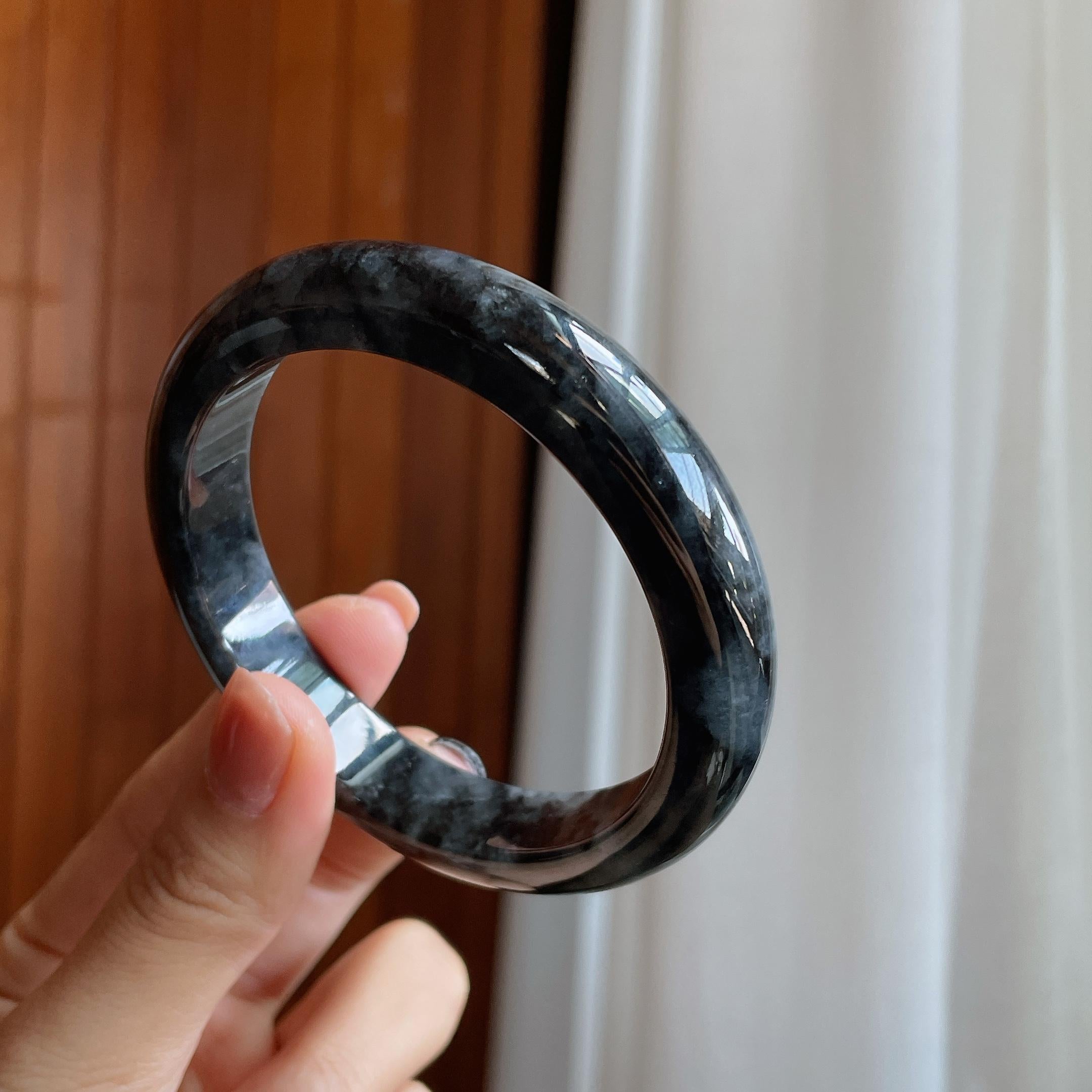 糯种乌鸡翡翠平安镯（61mm）（yc284630）