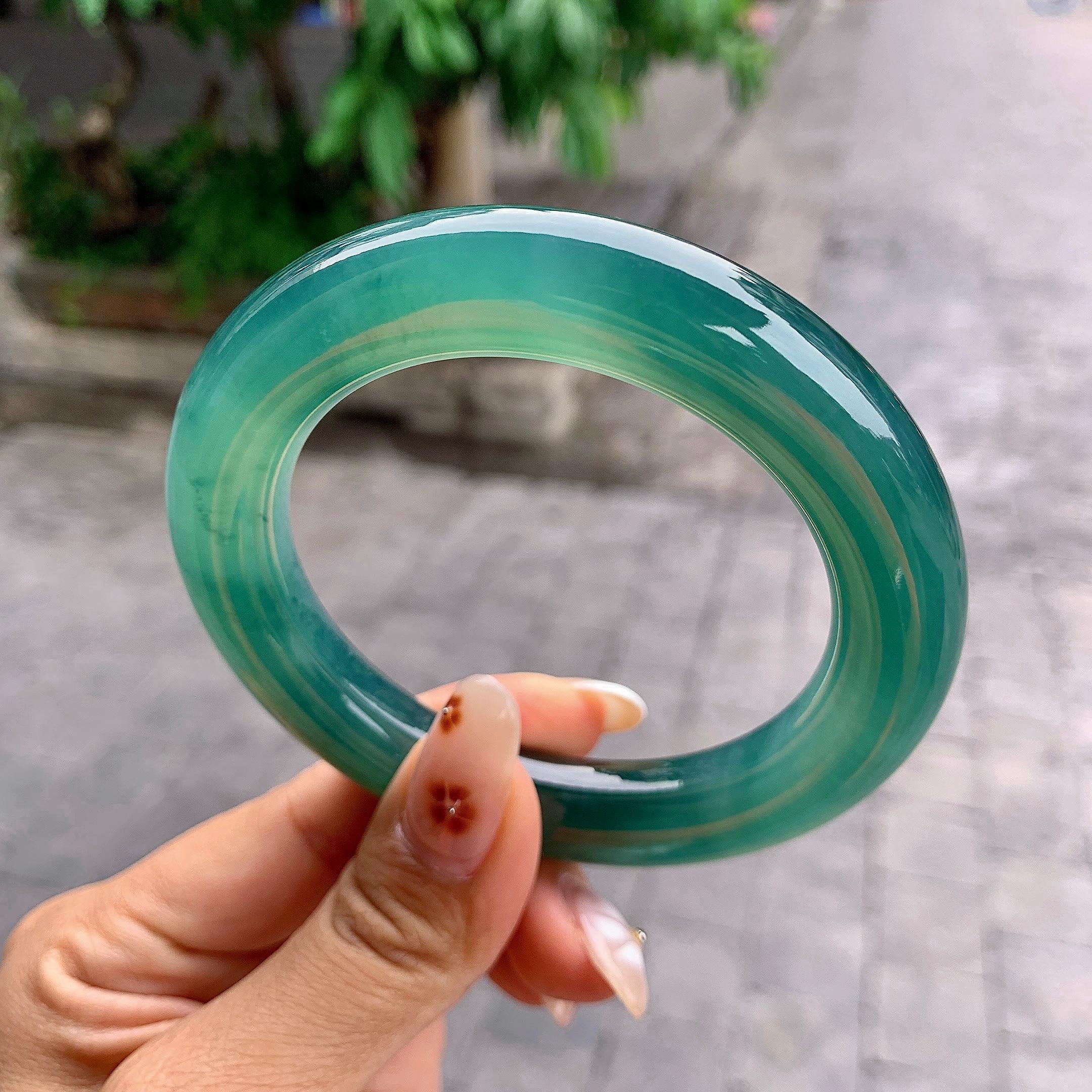 冰种蓝水圆条手镯（58.1mm）（yc255481）
