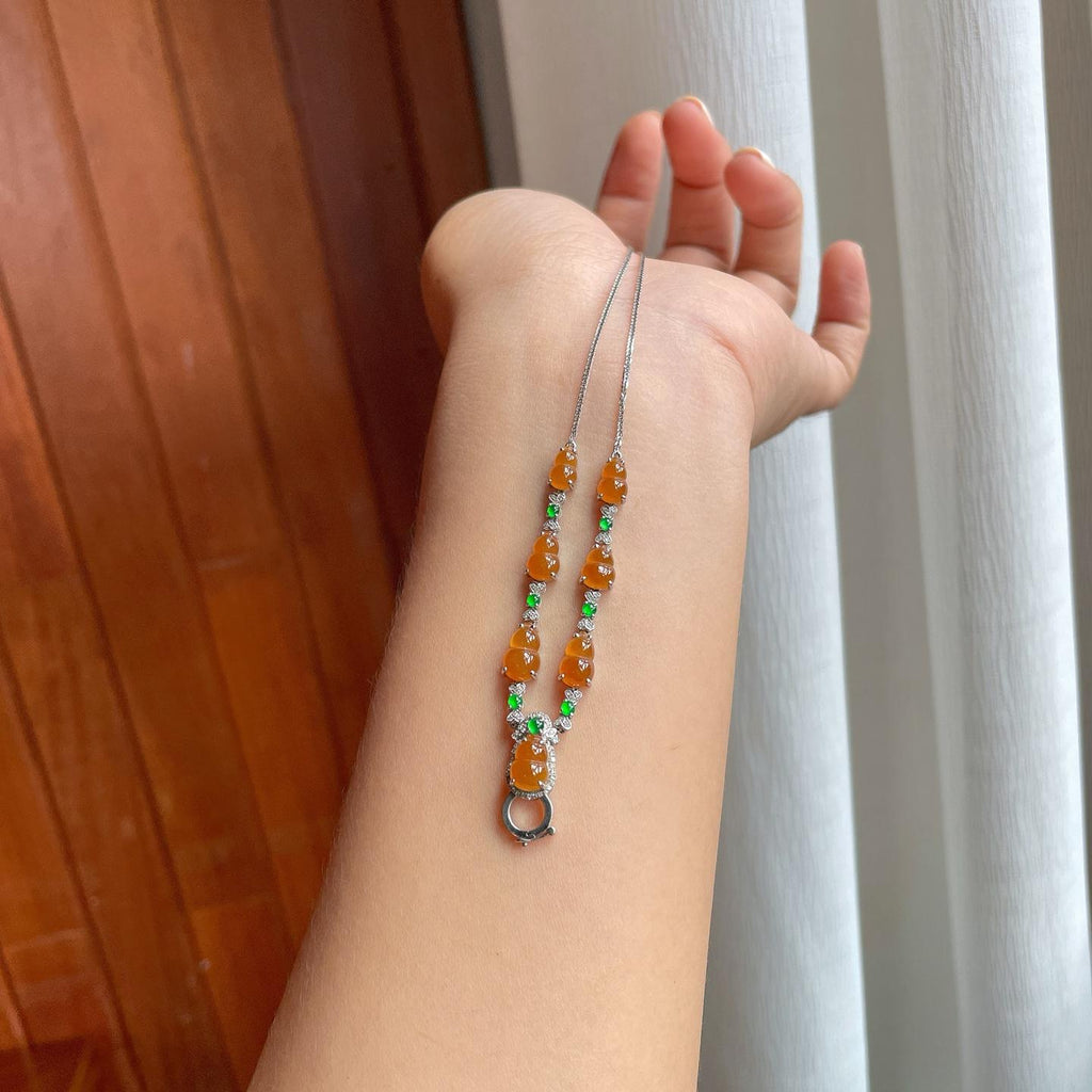 18k金钻镶冰镶黄翡翡翠万能扣（yc257273）