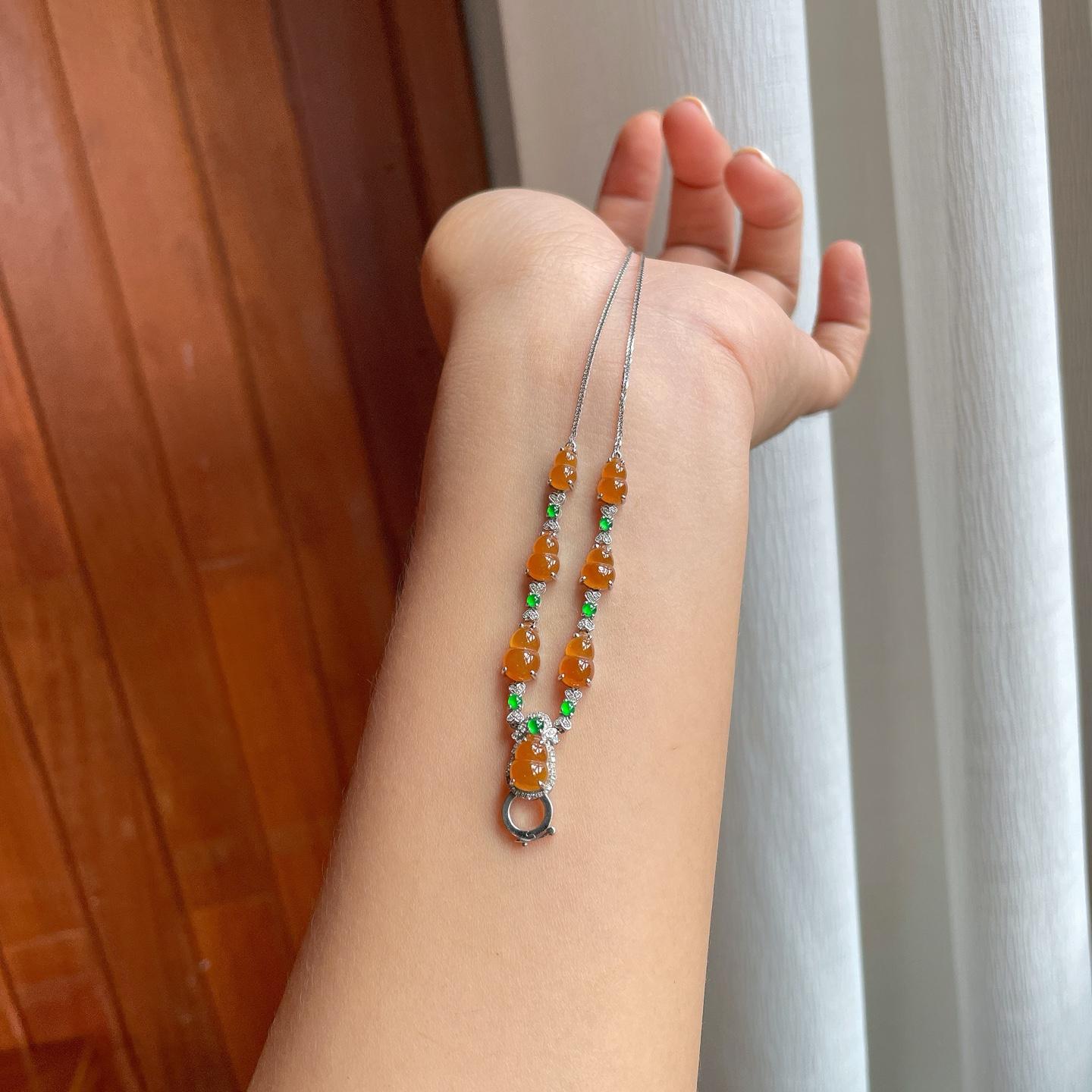 18k金钻镶冰镶黄翡翡翠万能扣（yc257273）