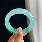 冰种飘绿花翡翠平安镯（55.6mm)（yc323129）